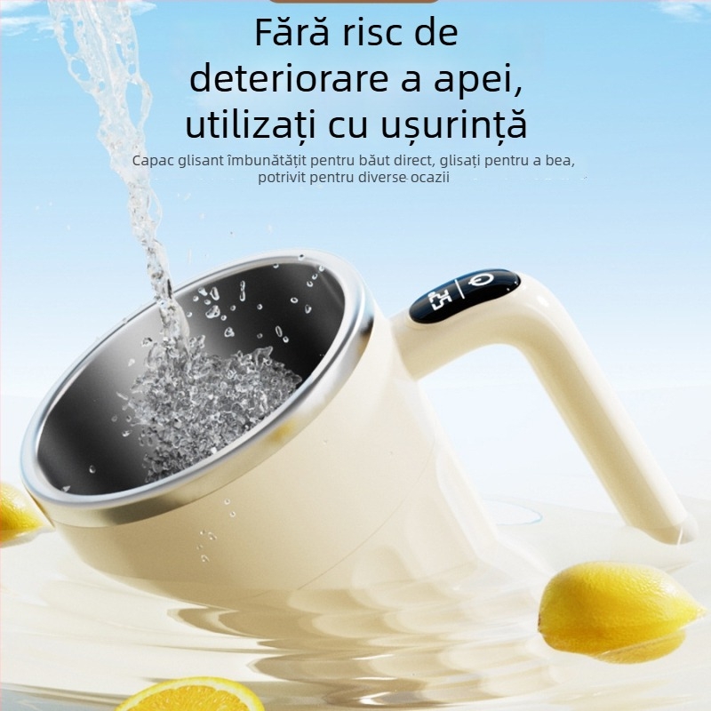 Cană de cafea din oțel inoxidabil 316, electrică, cu afișaj inteligent al temperaturii, ecran digital, amestec automat și capac magnetic