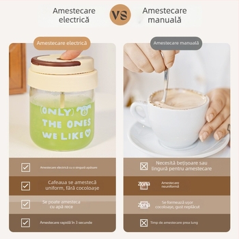 Cană de milkshake din sticlă, complet automată pentru copii, shaker electric pentru pudră de proteine, borosilikat portabil
