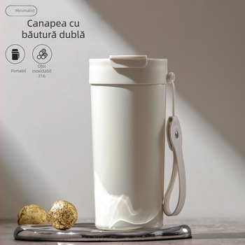 Ceașcă de cafea din oțel inoxidabil 316, cu pereți dubli, termos izolant portabil pentru deplasări, unisex, model 2025