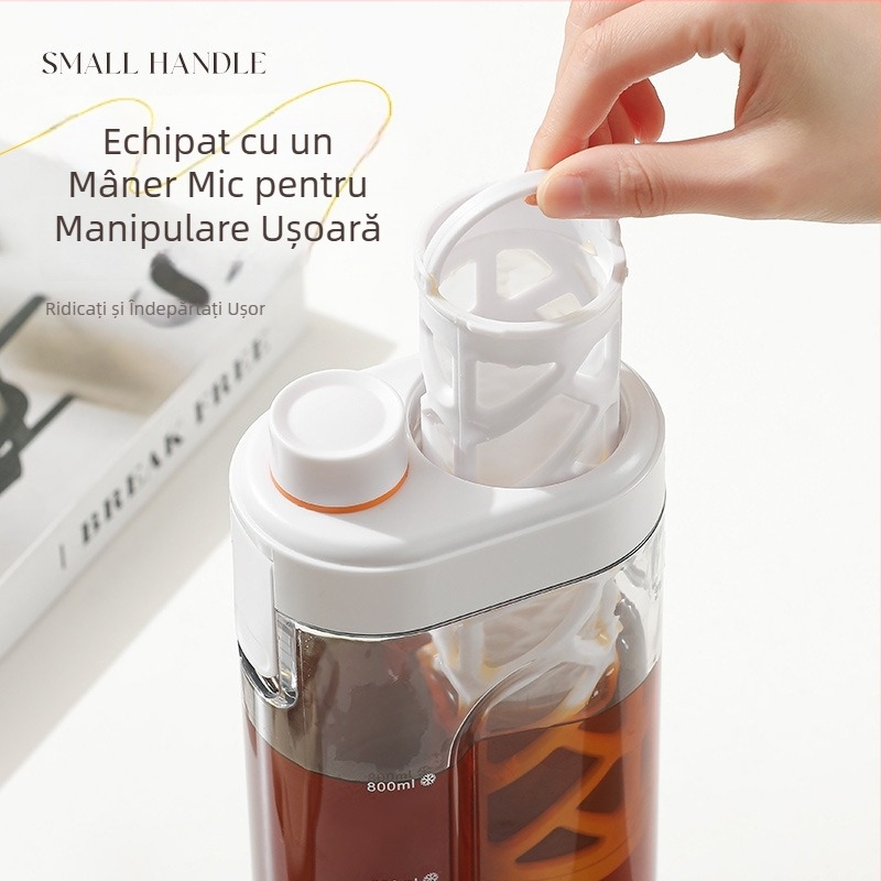 Cană carafă pentru infuzie la rece cu filtru de cafea și scară de măsurare, recipient de apă portabil, capacitate mare, pentru exterior și uz casnic, potrivit pentru frigider