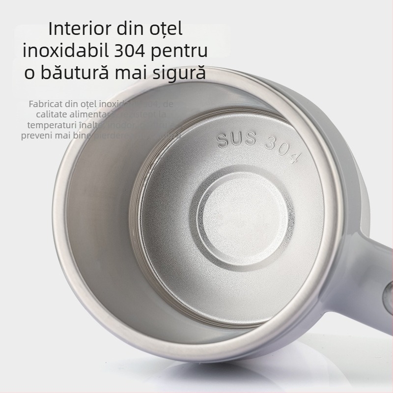 Cană magnetică pentru amestec, reîncărcabilă, din oțel inoxidabil, cu pai, portabilă, cafea pentru uz casnic