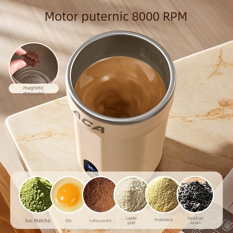 Cafea electrică cu shaker din oțel inoxidabil 6A, pentru lapte de soia și lapte praf, shaker de proteine, portabil