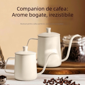 Winwintea ceainic pentru cafea pour-over din oțel inoxidabil 304 cu capac, corp îngroșat, cioc lung și îngust, pentru uz casnic