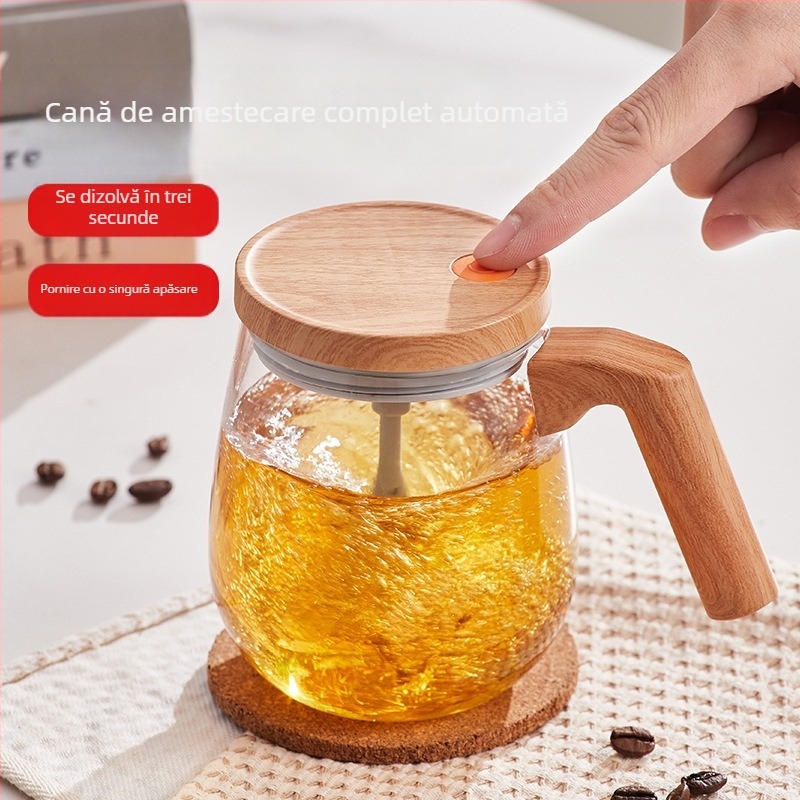 Noul model de ceașcă de amestec din sticlă, complet automată, pentru cafea și băuturi, reîncărcabilă pentru birou, rezistentă la căldură