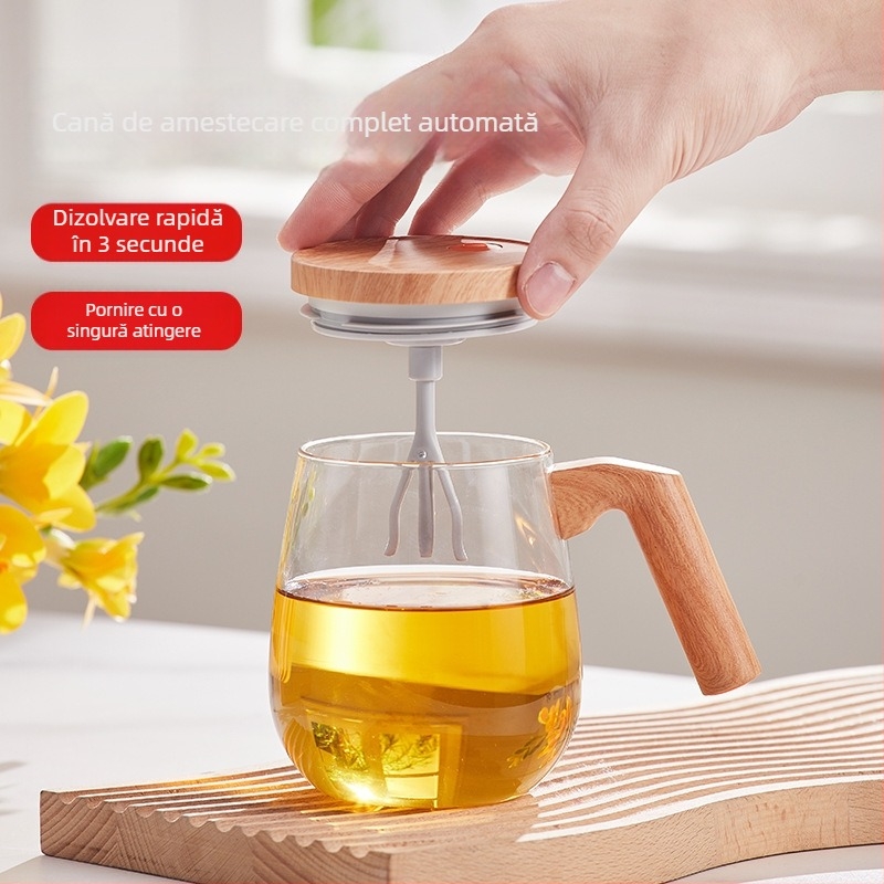 Noul model de ceașcă de amestec din sticlă, complet automată, pentru cafea și băuturi, reîncărcabilă pentru birou, rezistentă la căldură