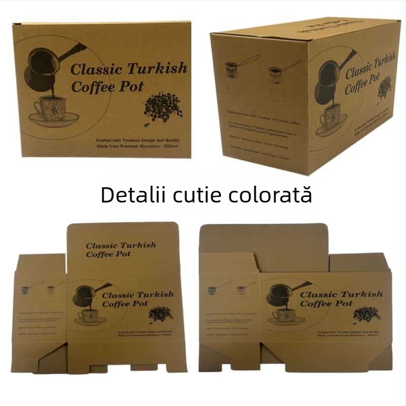 Cezvă turcească pentru cafea cu acoperire din cupru și corp din aluminiu îngroșat, oală de lapte cu mâner din lemn, stil retro