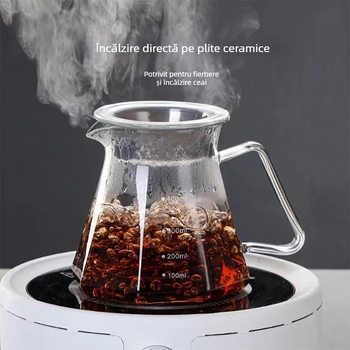 Moka pot din sticlă borosilicat de înaltă temperatură, realizare manuală, design inspirat de nori, aparat pentru infuzie, gri fumuriu, rezistent la temperaturi