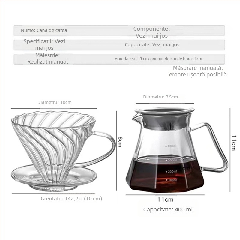 Moka pot din sticlă borosilicat de înaltă temperatură, realizare manuală, design inspirat de nori, aparat pentru infuzie, gri fumuriu, rezistent la temperaturi