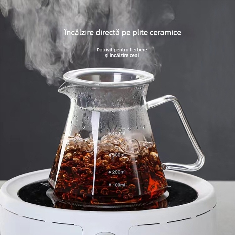 Moka pot din sticlă borosilicat de înaltă temperatură, realizare manuală, design inspirat de nori, aparat pentru infuzie, gri fumuriu, rezistent la temperaturi
