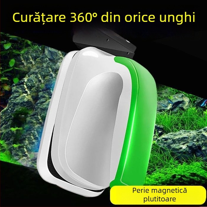 Perie magnetică pentru acvariu, curățare a sticlei, cu magnet puternic, două fețe pentru îndepărtarea algelor