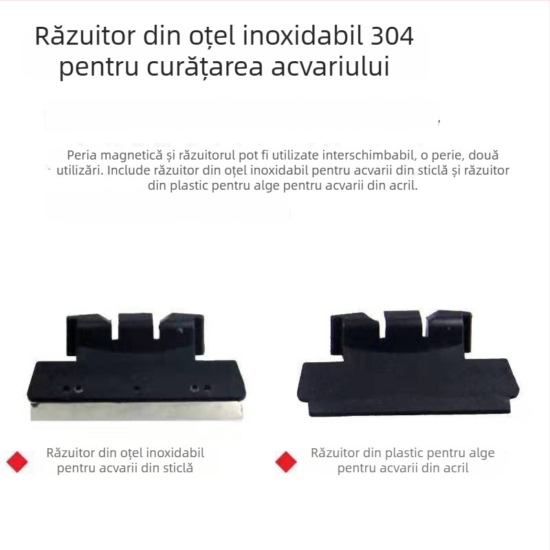 Perie magnetică pentru acvariu, curățare a sticlei, cu magnet puternic, două fețe pentru îndepărtarea algelor