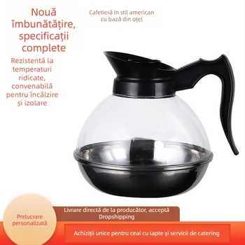 Set de cafea cu bază din oțel, ibric tip American ce se poate încălzi și moka pot pentru plite cu inducție