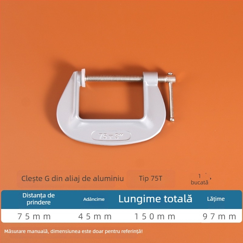 Cleme în formă G și în formă C pentru tâmplă, clemă fixă, unealtă de prindere rapidă, clemă F multifuncțională