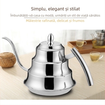 Ceainic din oțel inoxidabil pentru cafea cu filtru, 1,2 L, gură lungă, pentru uz casnic, cafenele și hoteluri.