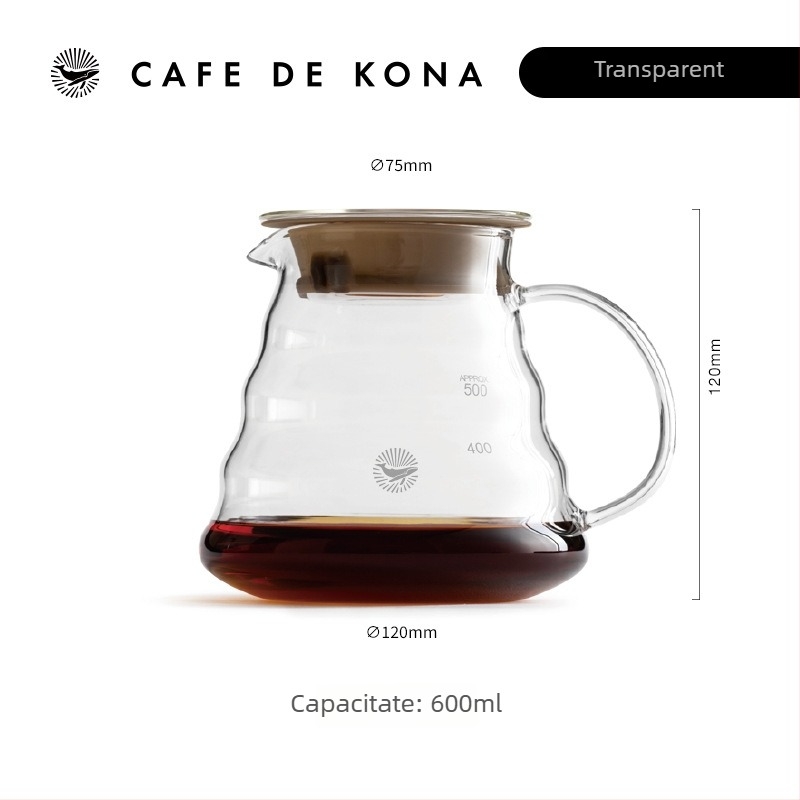 CAFEDE KONA cană de cafea pour-over din sticlă rezistentă la căldură, 360/600 ml, cană de partajare în formă de nor