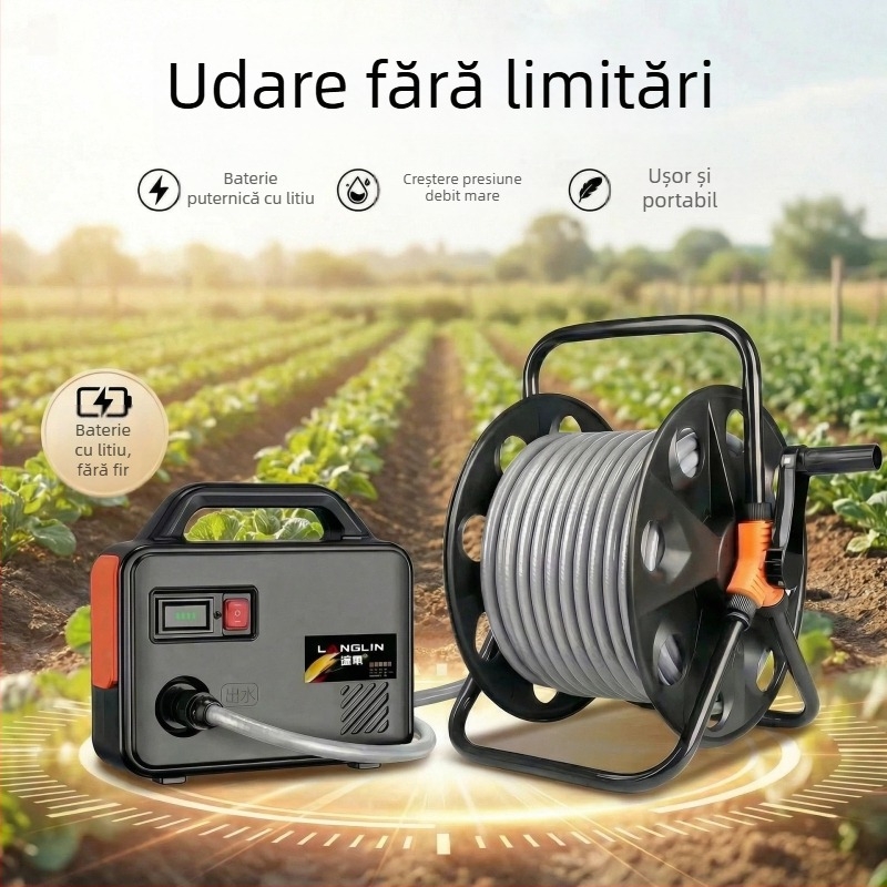Pompa de irigare cu baterie litiu pentru grădină, agricultură și uz casnic; pompă de apă reîncărcabilă; spălător auto cu presiune înaltă