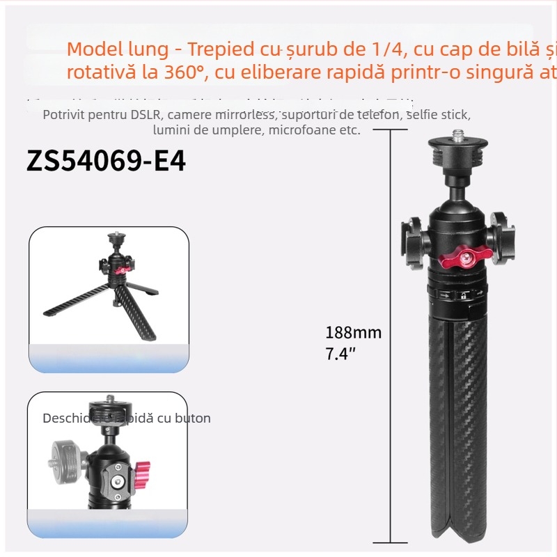 Mini trepied cu deschidere printr-un singur click și stabilizator gimbal pentru transmisiile live, extensie Pocket4 pentru selfie