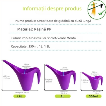 Galeată de udare din plastic, cu cioc lung 1L/1.8L, multicoloră, pentru grădină