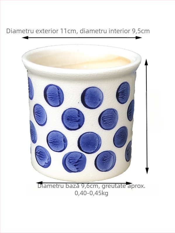 Ghiveci ceramic respirabil, în nuanțe alb-albastru Morandi Mediterranean, stil nordic; potrivit pentru Phalaenopsis și hiacint