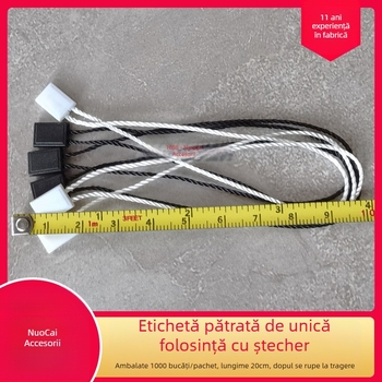 Șnur de etichetă pătrat, de unică folosință, cu cataramă, pentru îmbrăcăminte