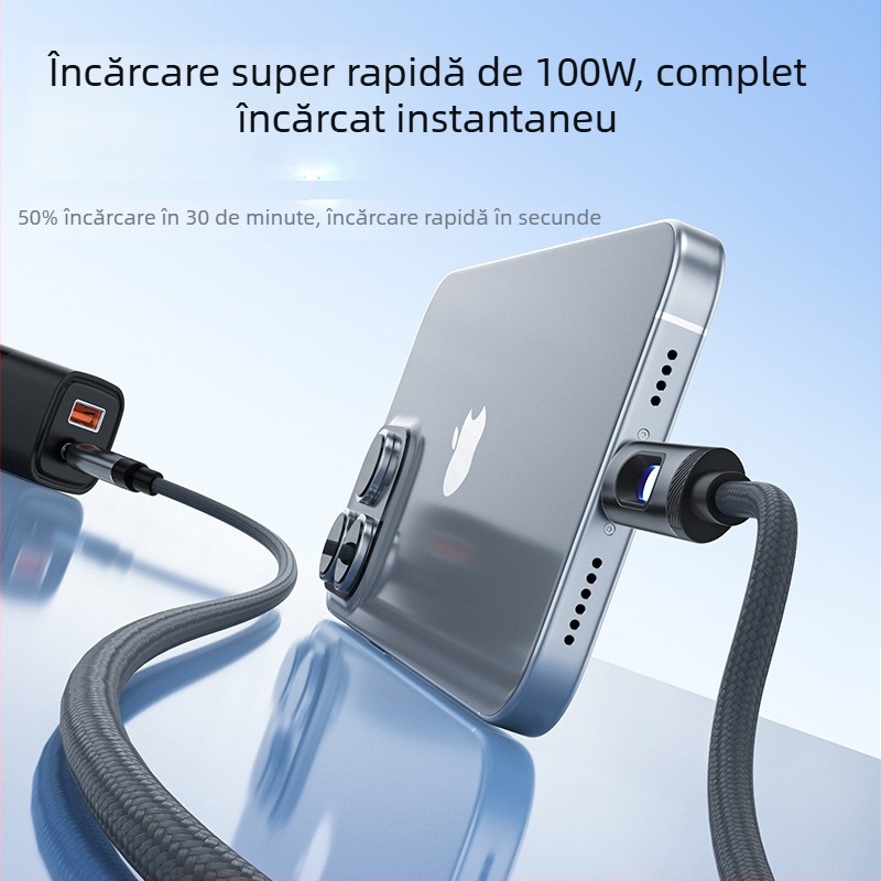 Dk cablu USB-C și Micro-USB pentru încărcare rapidă, din silicon, lungime 1–2 m, negru