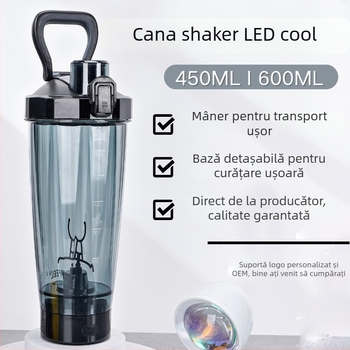 Shaker electric automat, multifuncțional, 600 ml, pentru sport și pudră proteică