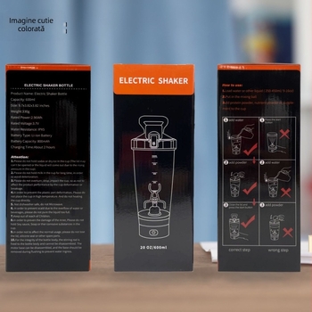 Shaker electric automat, multifuncțional, 600 ml, pentru sport și pudră proteică