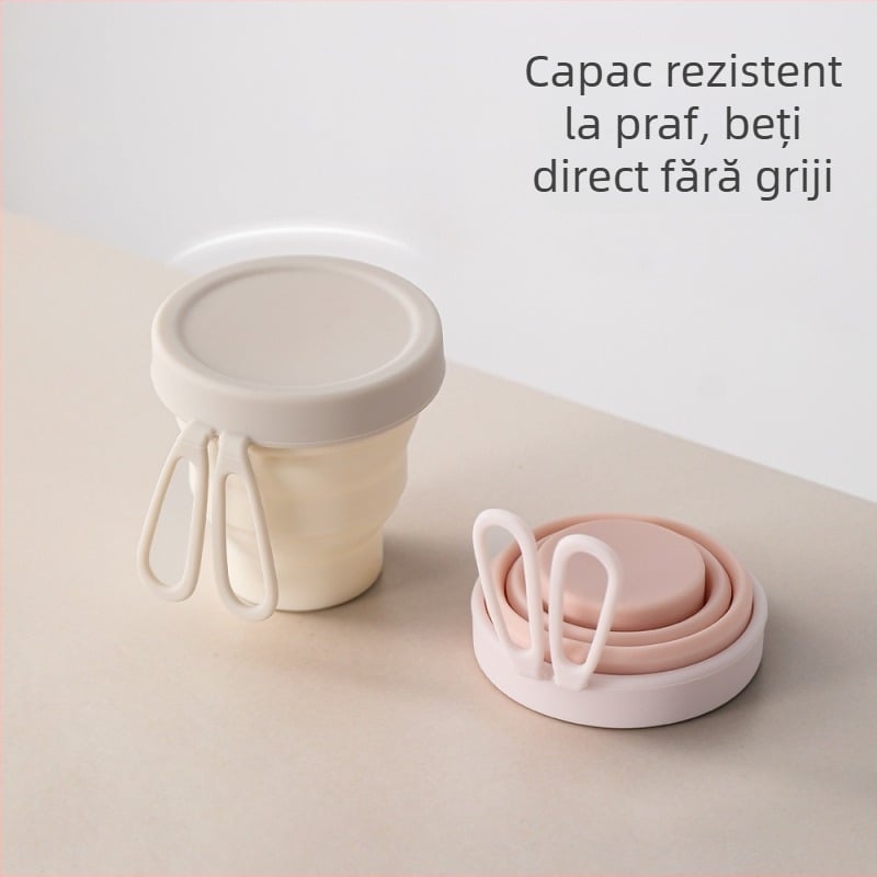 FaSoLa cană din silicon portabilă — vas de apă pliabil pentru drumeții în aer liber, cană pentru clătarea gurii și cană pentru periuța de dinți