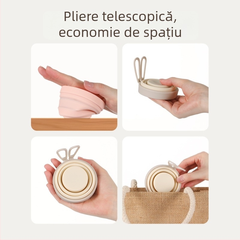FaSoLa cană din silicon portabilă — vas de apă pliabil pentru drumeții în aer liber, cană pentru clătarea gurii și cană pentru periuța de dinți