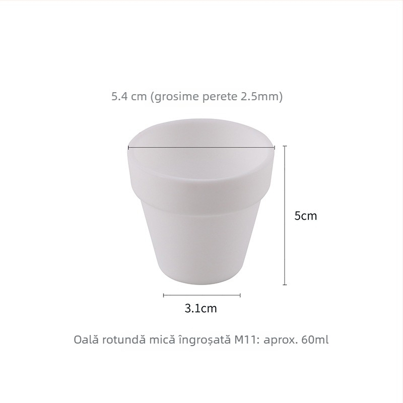 Ghiveci din plastic, extrem de gros, vas mic rotund pentru răsaduri, potrivit pentru birou sau podea, deschidere de 5,4 cm