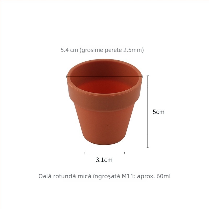 Ghiveci din plastic, extrem de gros, vas mic rotund pentru răsaduri, potrivit pentru birou sau podea, deschidere de 5,4 cm