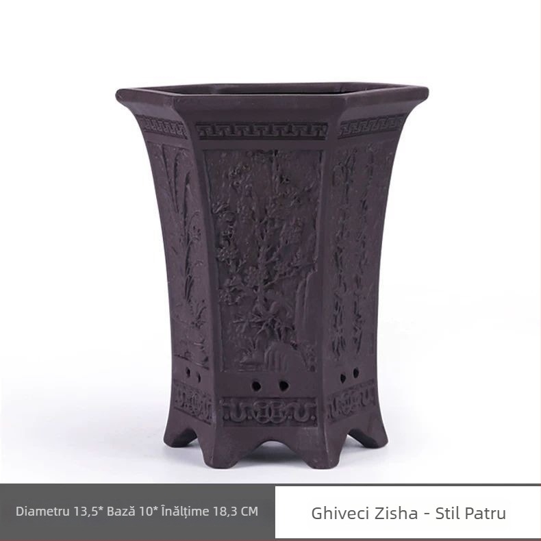 Ghiveci ceramic pentru orchidă din lut mov, model creativ nou, diametru mare, pentru casă și birou, respirabil
