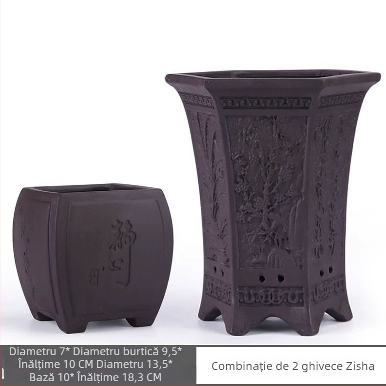 Ghiveci ceramic pentru orchidă din lut mov, model creativ nou, diametru mare, pentru casă și birou, respirabil