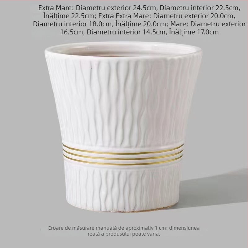 Ghiveci ceramic pentru interior, diametru mare, stil nordic, extra mare