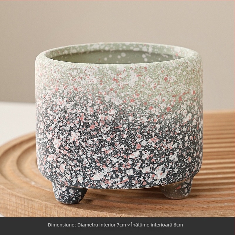 Ghiveci pentru suculente din ceramică brută, pentru interior