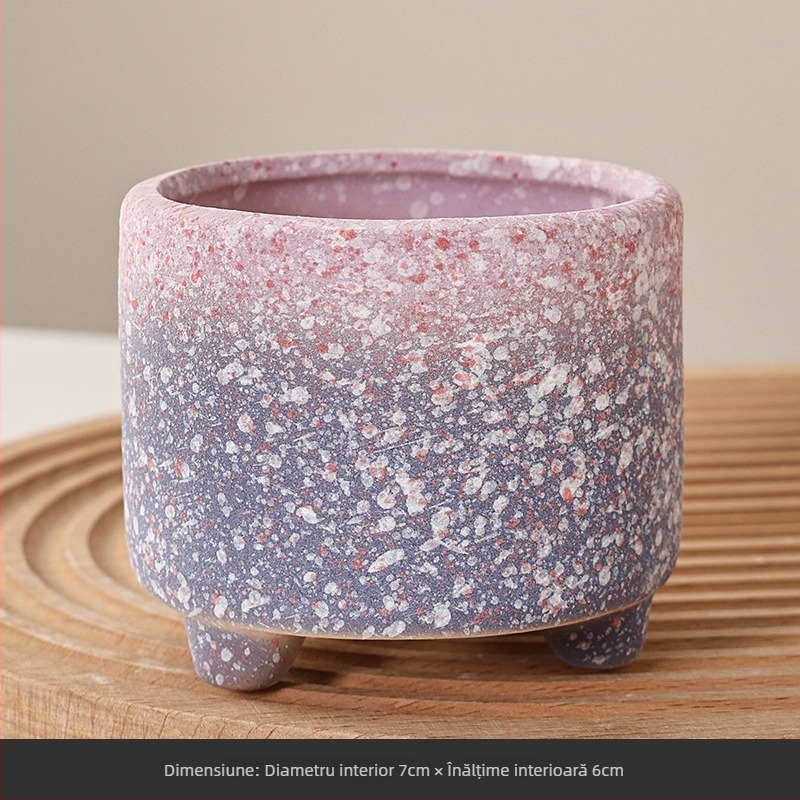 Ghiveci pentru suculente din ceramică brută, pentru interior