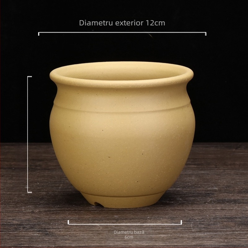 Ghiveci ceramic înalt pentru orhidee, lut purpuriu, vas de flori din ceramică, pentru birou și bonsai