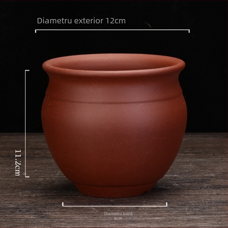 Ghiveci ceramic înalt pentru orhidee, lut purpuriu, vas de flori din ceramică, pentru birou și bonsai