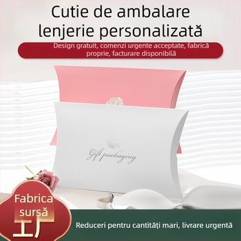 Cutie de ambalare pentru sutiene cu eșarfă de mătase și cutie cadou - cutie din carton color, cutie tip pernă, logo personalizat