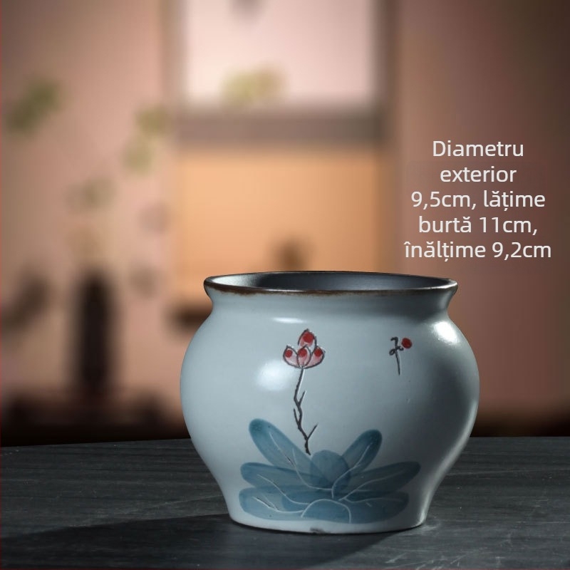 Ghiveci ceramic retro pentru peisaj interior și bonsai, decor de birou și grădină de acasă