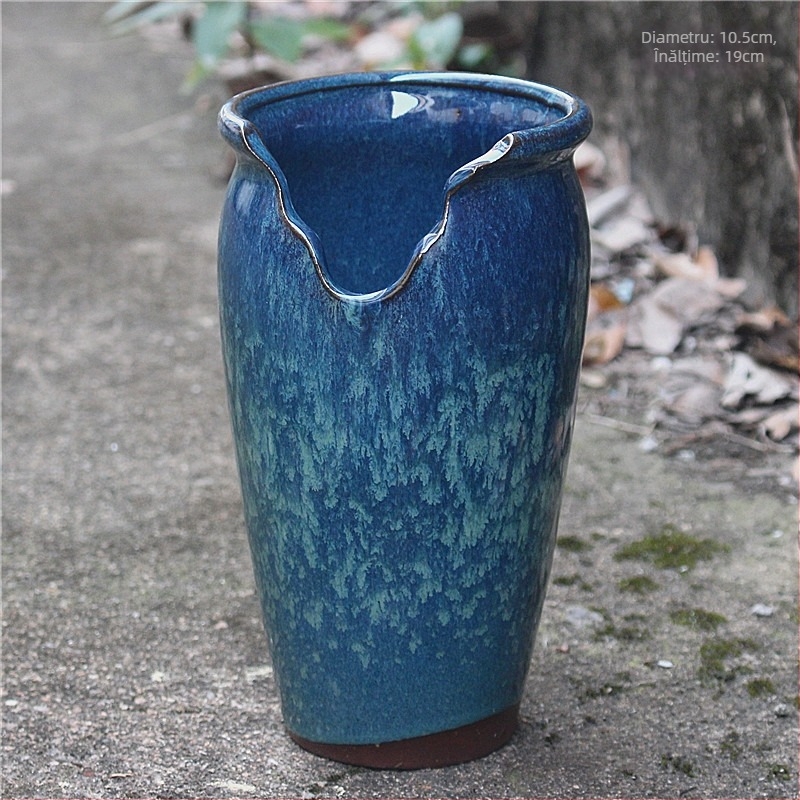 Ghiveci ceramic Yixing din lut mov pentru suculente și plante verzi – ghiveci mare glazurat pentru birou sau balcon