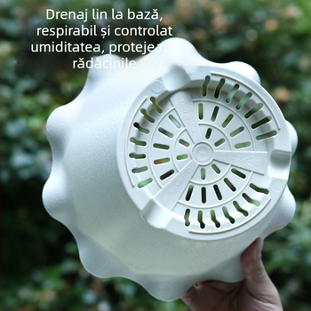 Ghiveci plastic cu margine dantelată și margine ondulată, design mic pentru floarea soarelui, flori și plante, potrivit pentru pothos