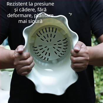 Ghiveci plastic cu margine dantelată și margine ondulată, design mic pentru floarea soarelui, flori și plante, potrivit pentru pothos