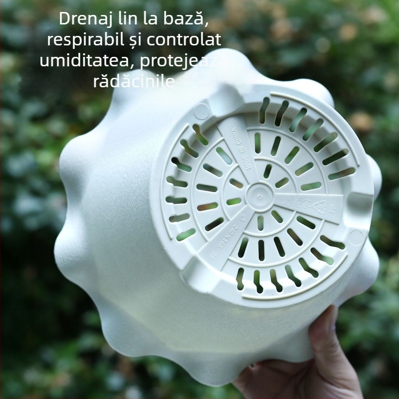 Ghiveci plastic cu margine dantelată și margine ondulată, design mic pentru floarea soarelui, flori și plante, potrivit pentru pothos