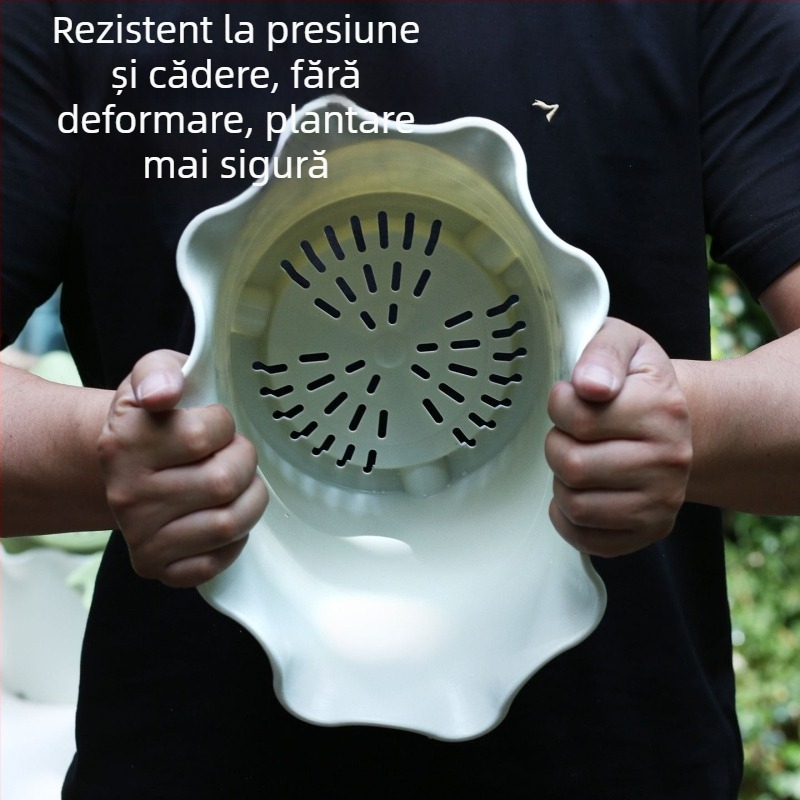 Ghiveci plastic cu margine dantelată și margine ondulată, design mic pentru floarea soarelui, flori și plante, potrivit pentru pothos