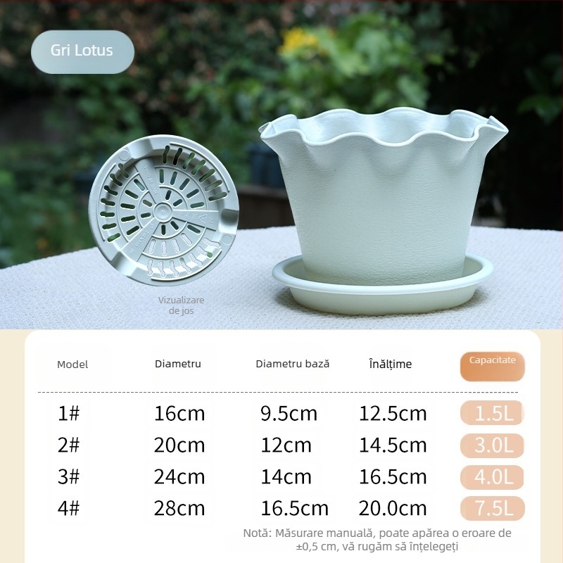 Ghiveci plastic cu margine dantelată și margine ondulată, design mic pentru floarea soarelui, flori și plante, potrivit pentru pothos