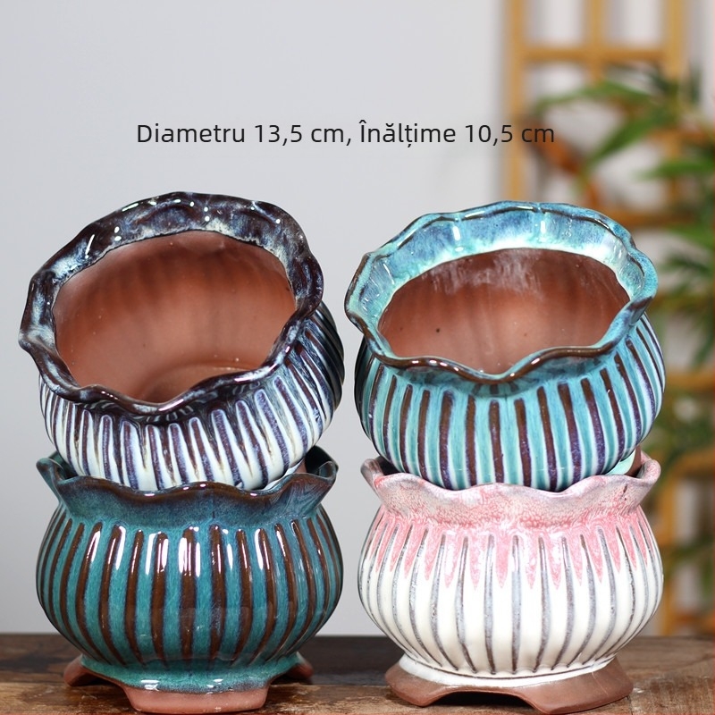 Ghiveci ceramic mare pentru birou, potrivit pentru orhidee și plante suculente, decor pentru casă și balcon
