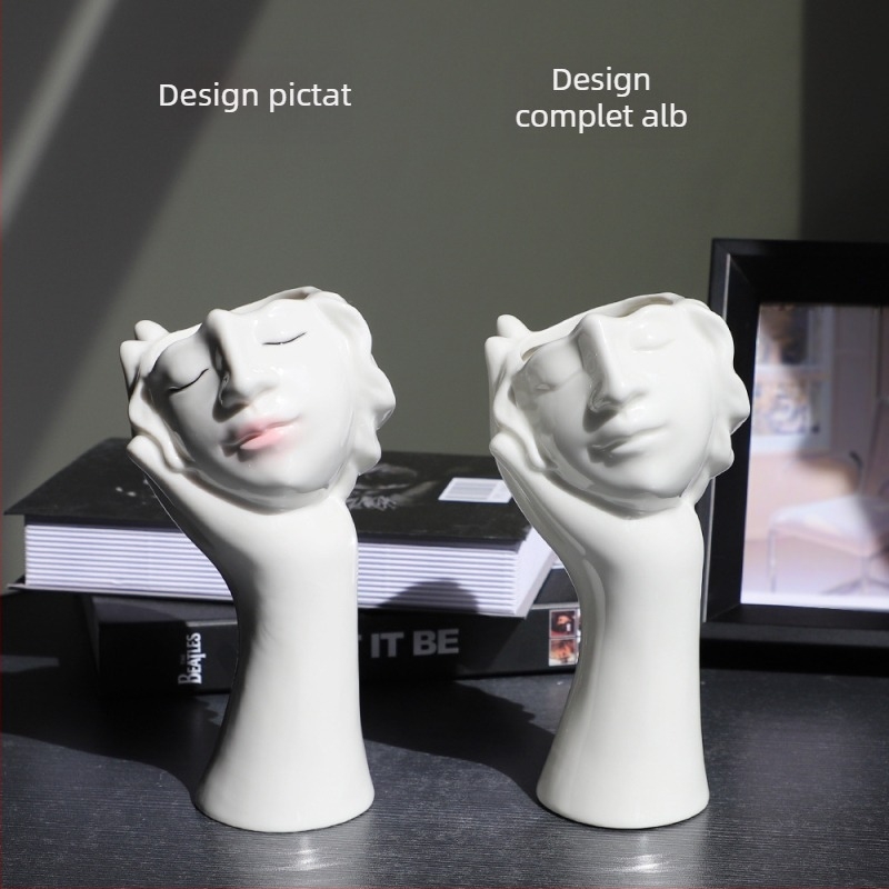 Vază ceramică în stil nordic, statuetă decorativă pentru living, vază pentru flori uscate, în formă de corp uman, handmade.
