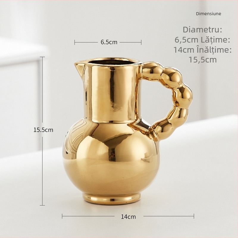 Vază ceramică în stil franțuzesc, cană de lapte cu mâner, decor inspirat de Instagram, elegantă pentru aranjamente cu apă și flori uscate, decor de sufragerie