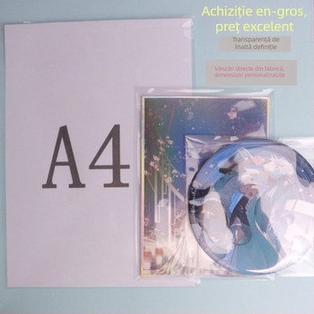 Pungă autoetansibilă, transparentă pentru poster A4, cu film CPP gros și strat protector OPP de 14 μm